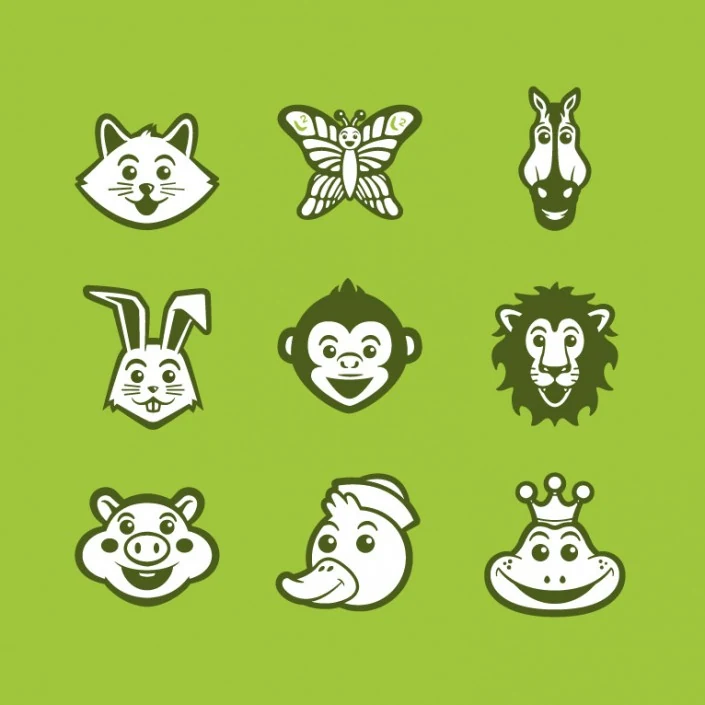 Animals vector avatars Animals vector avatar design icon set