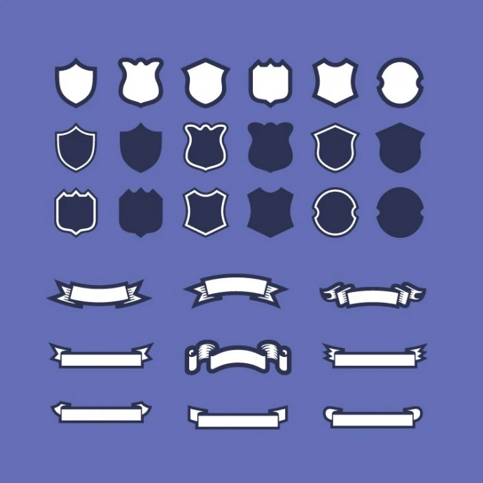 Shields, badges and banners vectors Shields, badges and banners vector design icon set