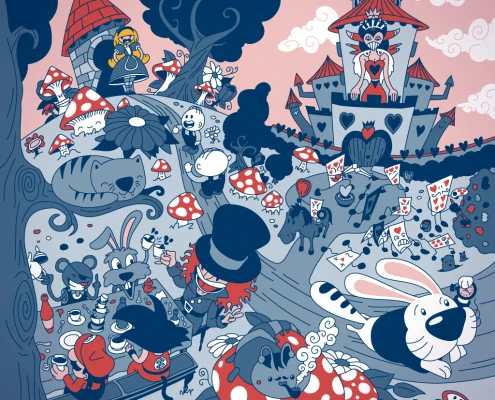 Alice adventures in Wonderland Vector Illustration