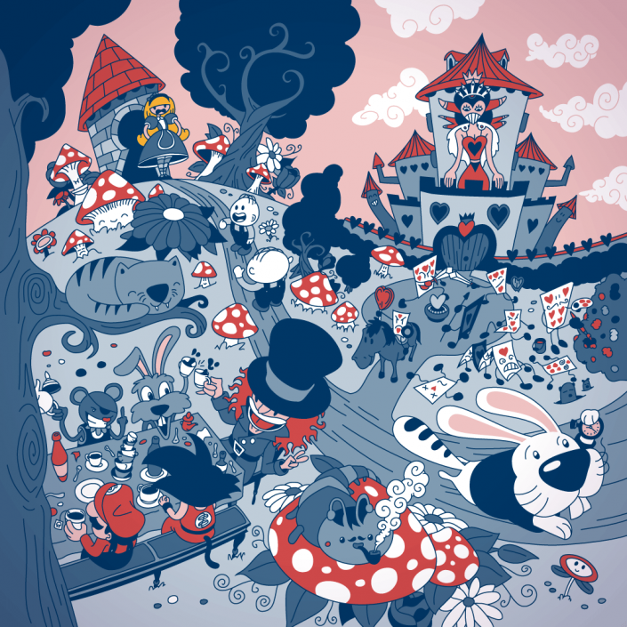 Alice adventures in Wonderland Vector Illustration