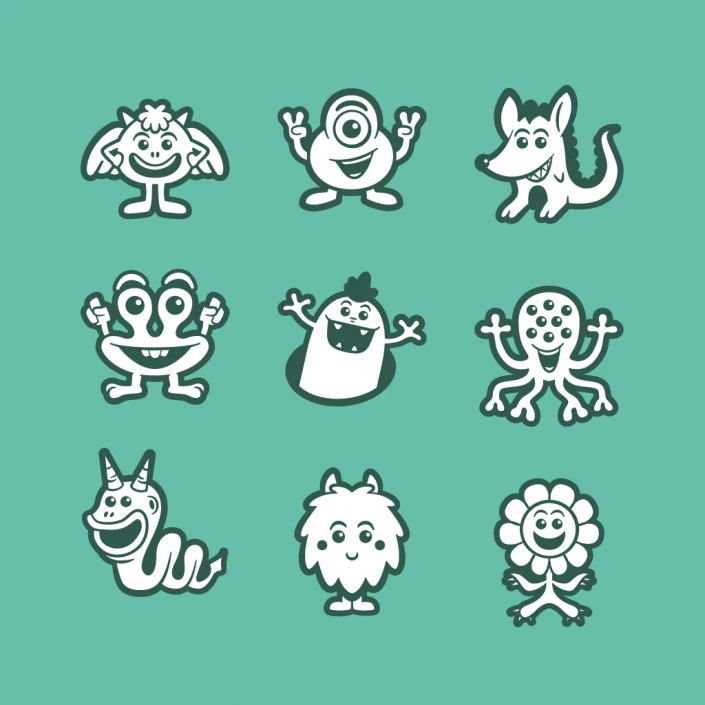 Vector cartoon monster avatars icon set design Vector cartoon monster avatars icon set design