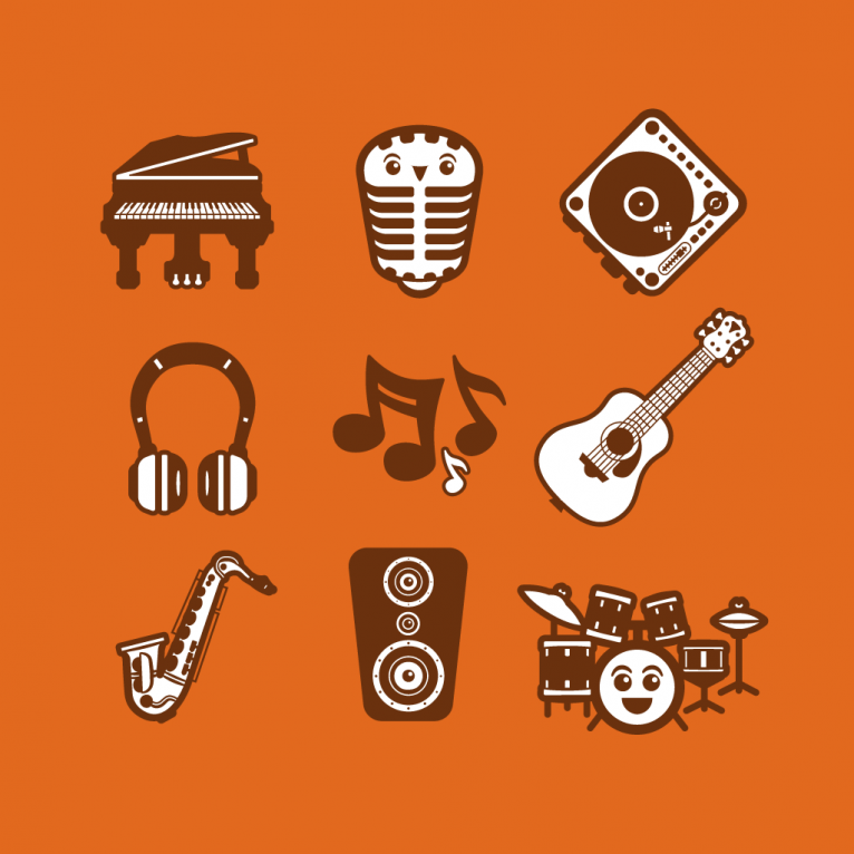Vector cartoon music avatars icon set design