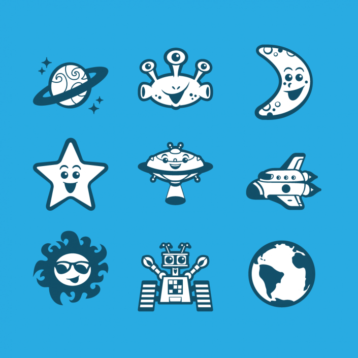 Vector cartoon space avatar icon set design