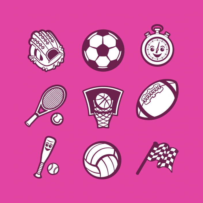 Vector cartoon sport avatar icon set design