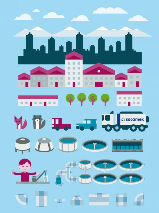 Vector icon set of water cycle design elements Vector icon set of water cycle design elements