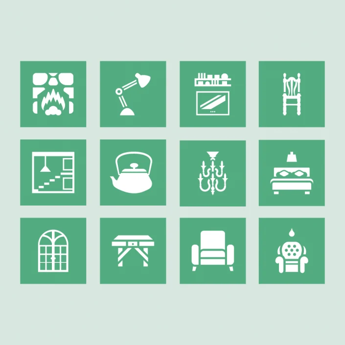 Vector decoration furniture icon set design Vector decoration furniture icon set design