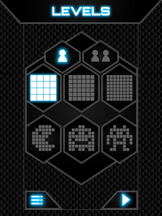 Dots and squares levels UI design (Graphic user interface)