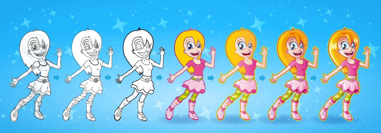 Proceso de diseño de personaje cartoon femenino paso a paso Proceso de diseño de personaje cartoon femenino paso a paso